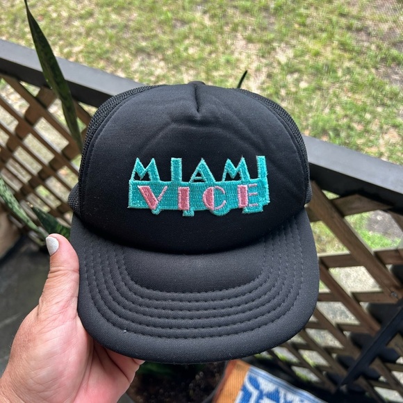 Vintage Black Miami Vice Trucker Hat - Picture 1 of 5